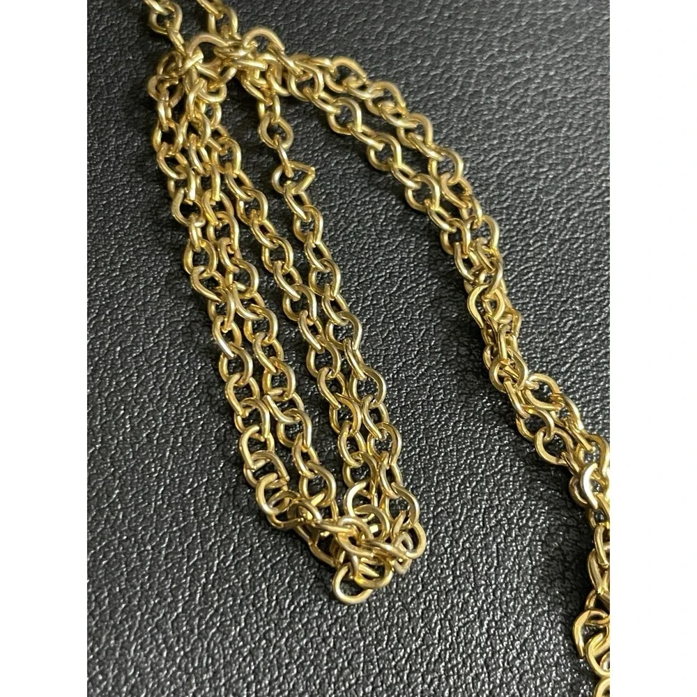 Vintage PARK LANE Necklace Rhinestone Green Gold Tone 22" Long Statement GLOW - Picture 16 of 16